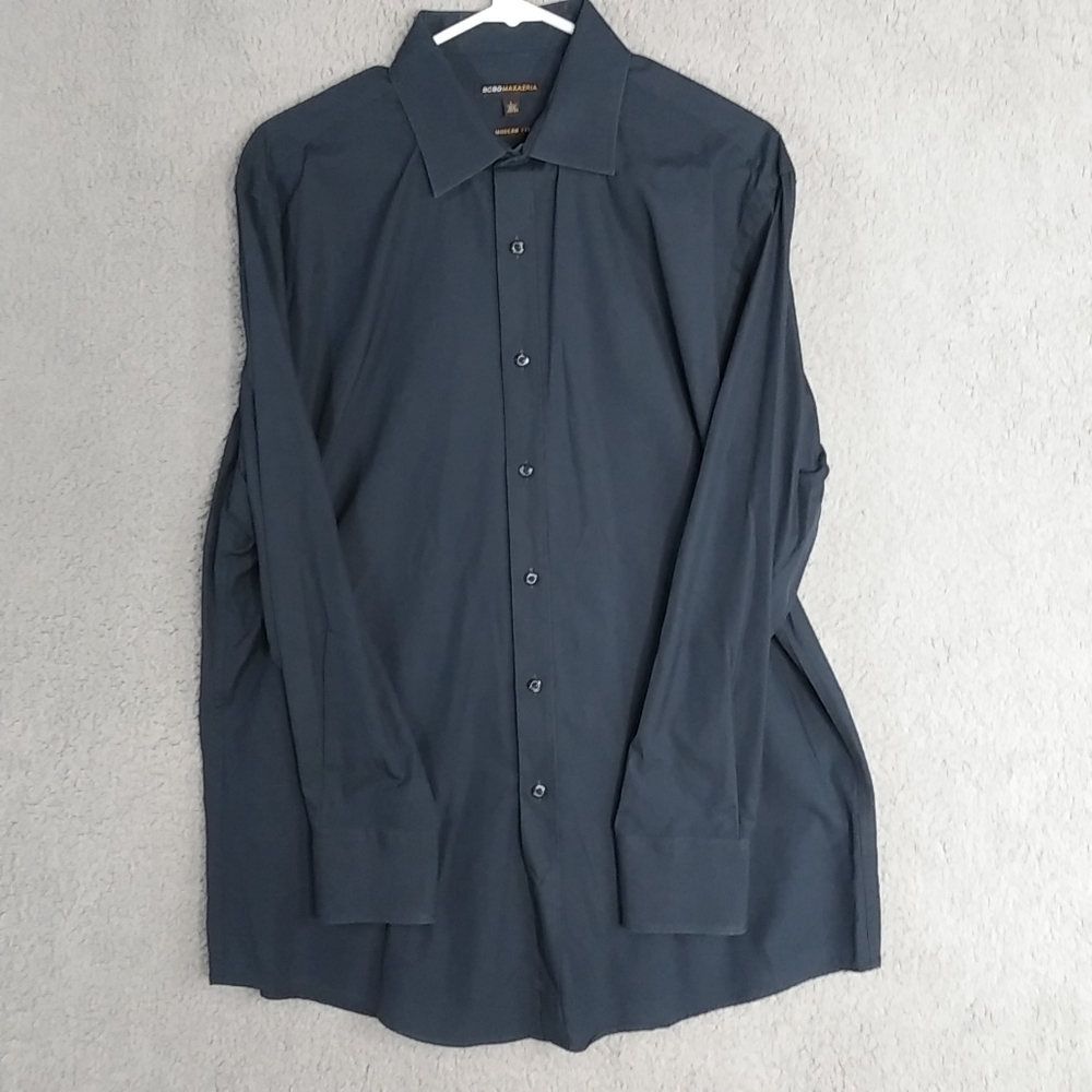 BCBG Maxazria Modern Fit Long Sleeve Black Shirt Large